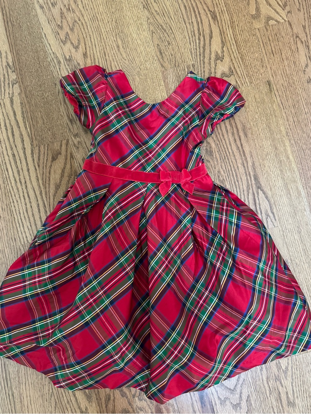 Janie and Jack Silk Red Green Tartan Plaid Girls' Holiday Dress